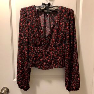 Floral puff-sleeved blouse